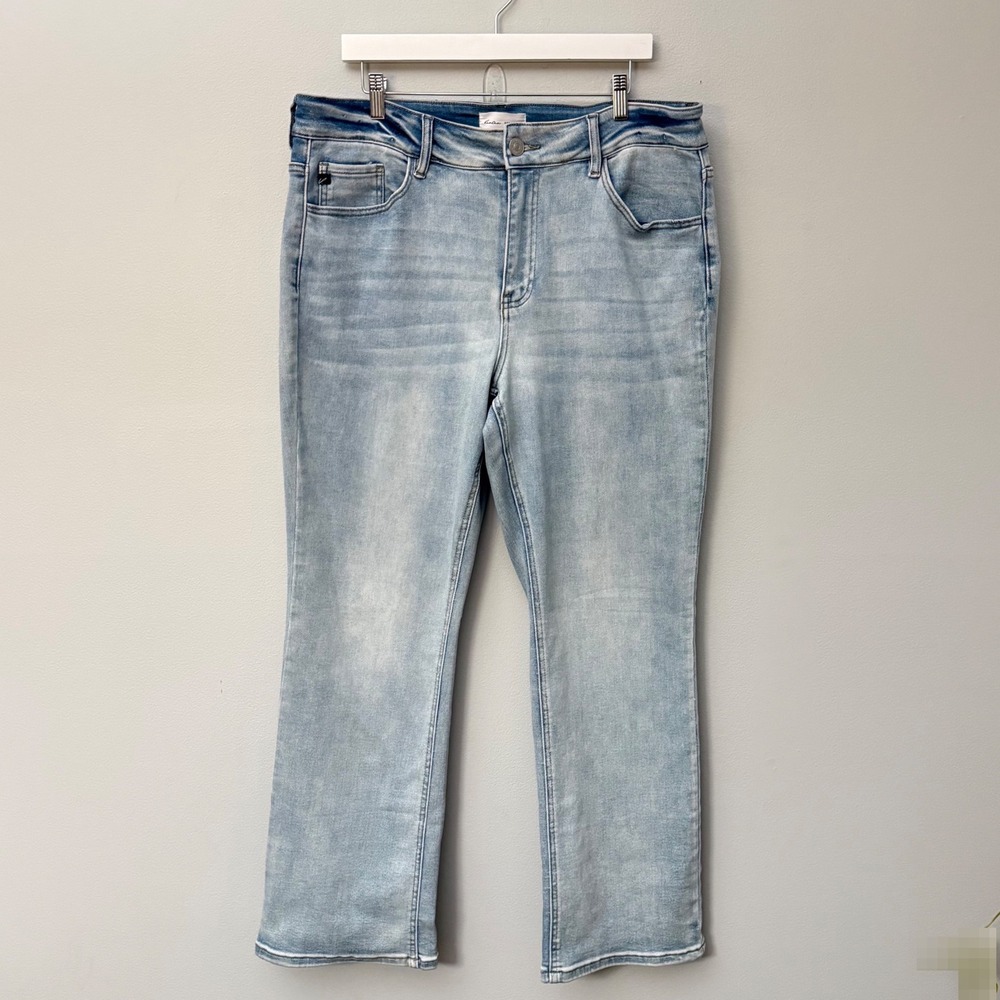 Kancan Essentials High Rise Bootcut Jeans Plus Size 16 Light Wash Style 219737
